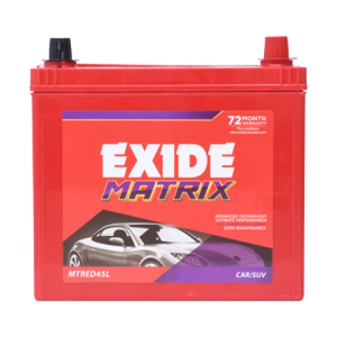 Exide Matrix Red 45Ah MTRED45L Car battery in inverterchennai.com